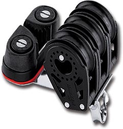 Harken 29mm Carbo-Cam Block 3-scheibig m. Wirbel u. Curryklemme