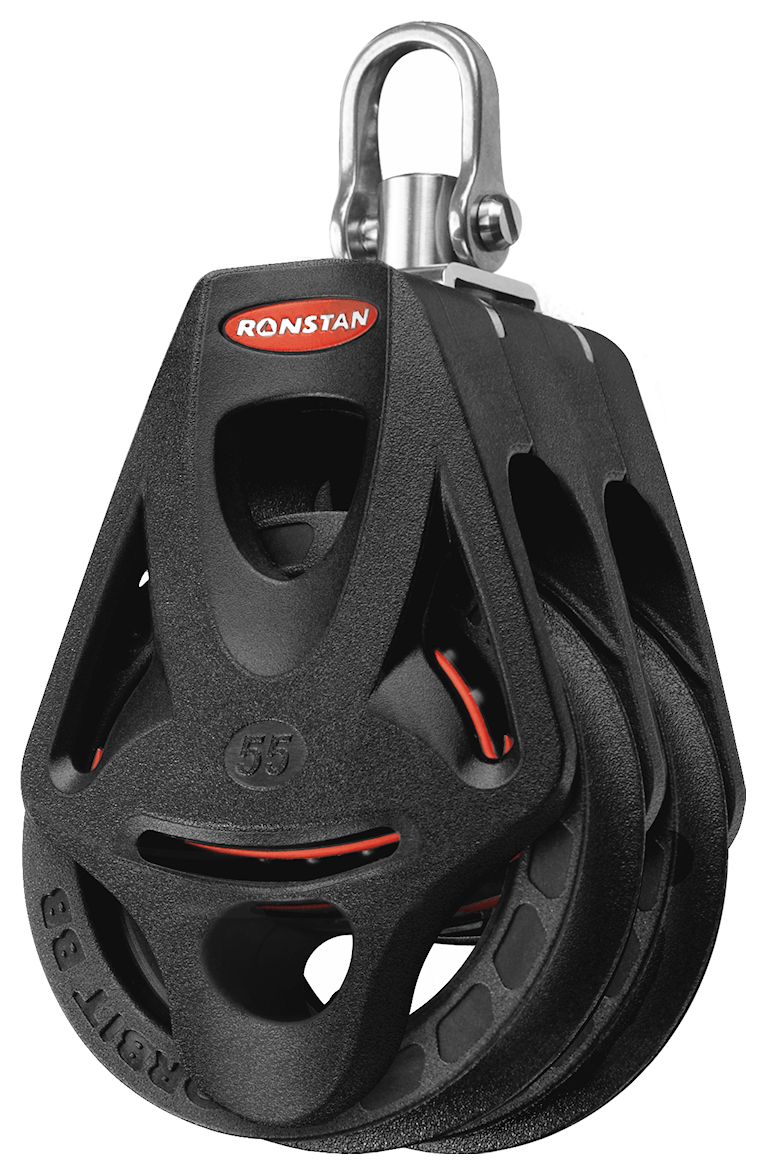 Ronstan Orbit-Block Series 55, 2-scheibig, Hundsfott, Wirbelschäkel-Top