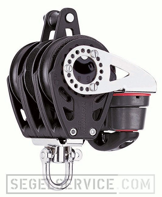 Harken 57mm Carbo-Ratchetblock 3-scheib. m. Wirbel, Hundsfott und Curryklemme