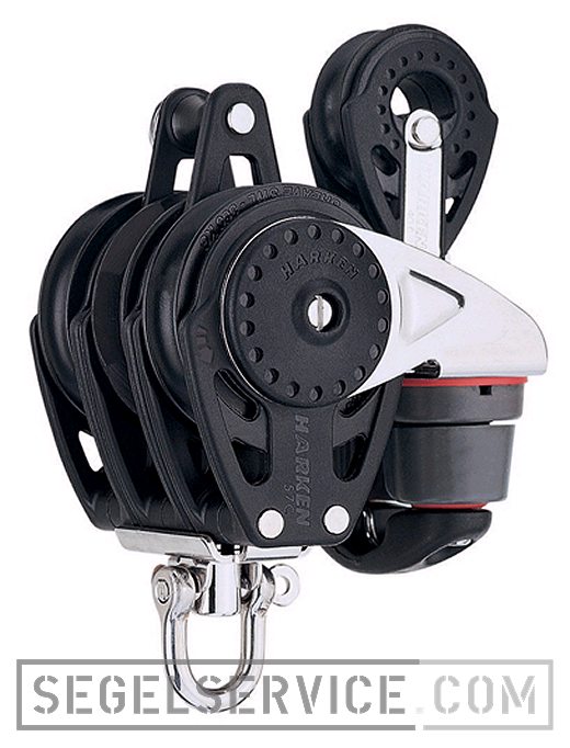 Harken 57mm Carbo-Ratchamatic-Block 3-scheib. m. Wirbel, Hundsfott, Curryklemme, Einzelblock