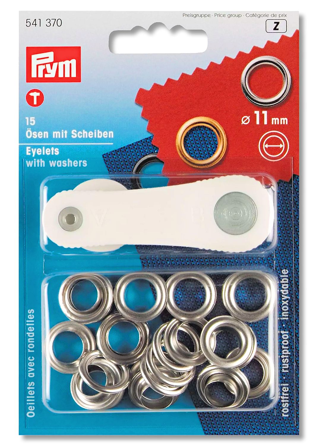 Messingösen vernickelt, 11mm (15 St.) inkl. Schlagwerkzeug