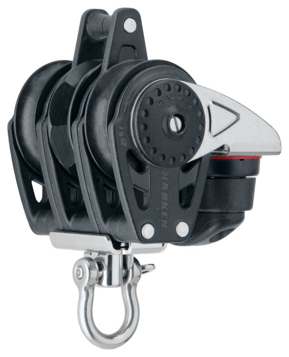 Harken 40mm Carbo-Ratchetblock 3-scheib. m. Wirbel, Hundsfott, Curryklemme