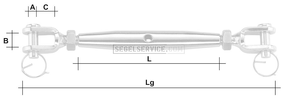 Wantenspanner (Gabel-Gabel) 6mm, geschweißte Gabeln (V4A)