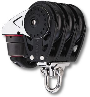 Harken 57mm Carbo-Cam Block 3-scheibig m. Wirbel u. Curryklemme