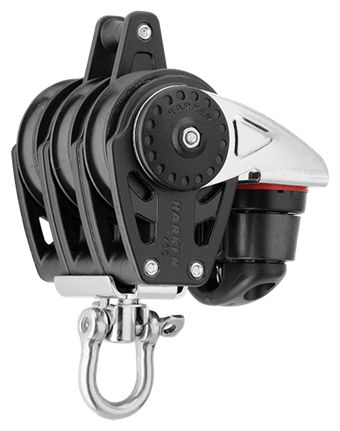 Harken 40mm Carbo-Cam Block 3-scheibig, Wirbel, Hundsfott, Curryklemme