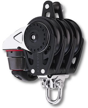 Harken 57mm Carbo-Cam Block 3-scheibig m. Wirbel, Hundsfott u. Curryklemme