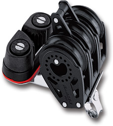 Harken 29mm Carbo-Cam Block 3-scheibig m. Wirbel, Hundsfott u. Curryklemme