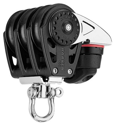 Harken 40mm Carbo-Cam Block 3-scheibig m. Wirbel u. Curryklemme