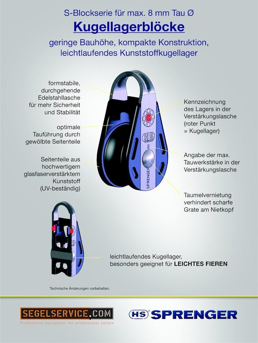 Sprenger 8mm-Block S-Serie (Kugellager), 1-scheibig, Bügel