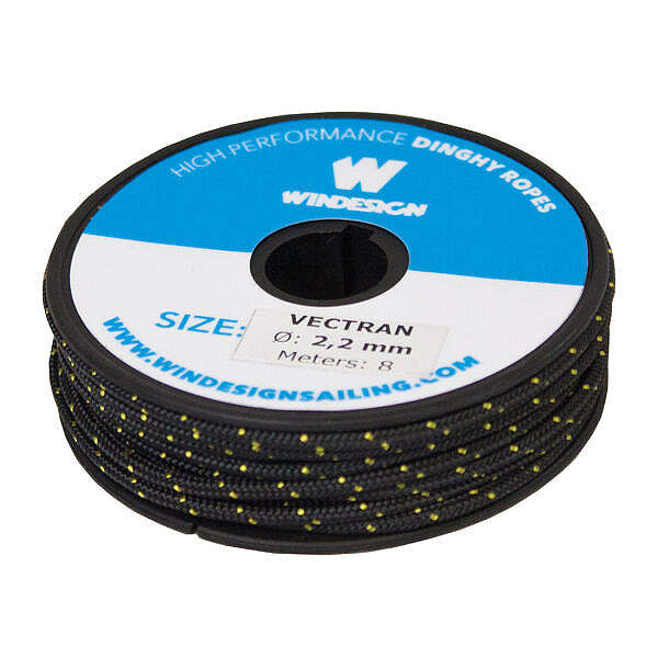 Windesign Streckerleine Vectran 2,2mm, schwarz (Mini-Spule 8m)