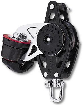 Harken 57mm Carbo-Cam Block 1-scheibig m. Wirbel, Hundsfott u. Curryklemme