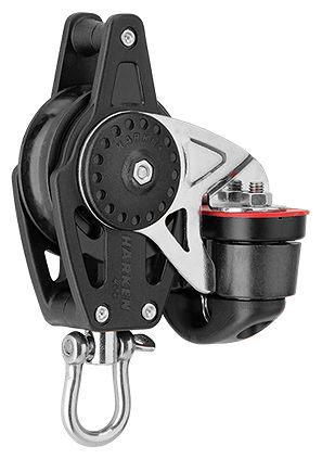 Harken 40mm Carbo-Cam Block 1-scheibig m. Wirbel, Hundsfott u. Curryklemme