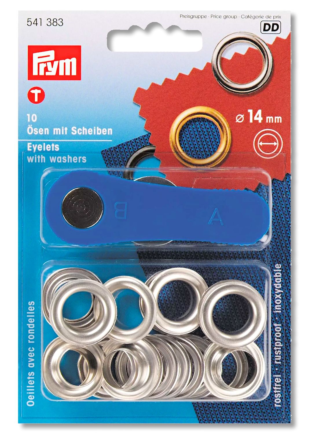 Messingösen vernickelt, 14mm (10 St.) inkl. Schlagwerkzeug