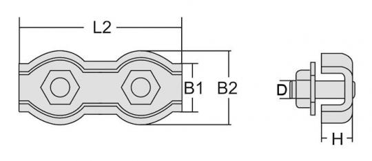 Duplex-Seilklemme 2mm (V4A) 